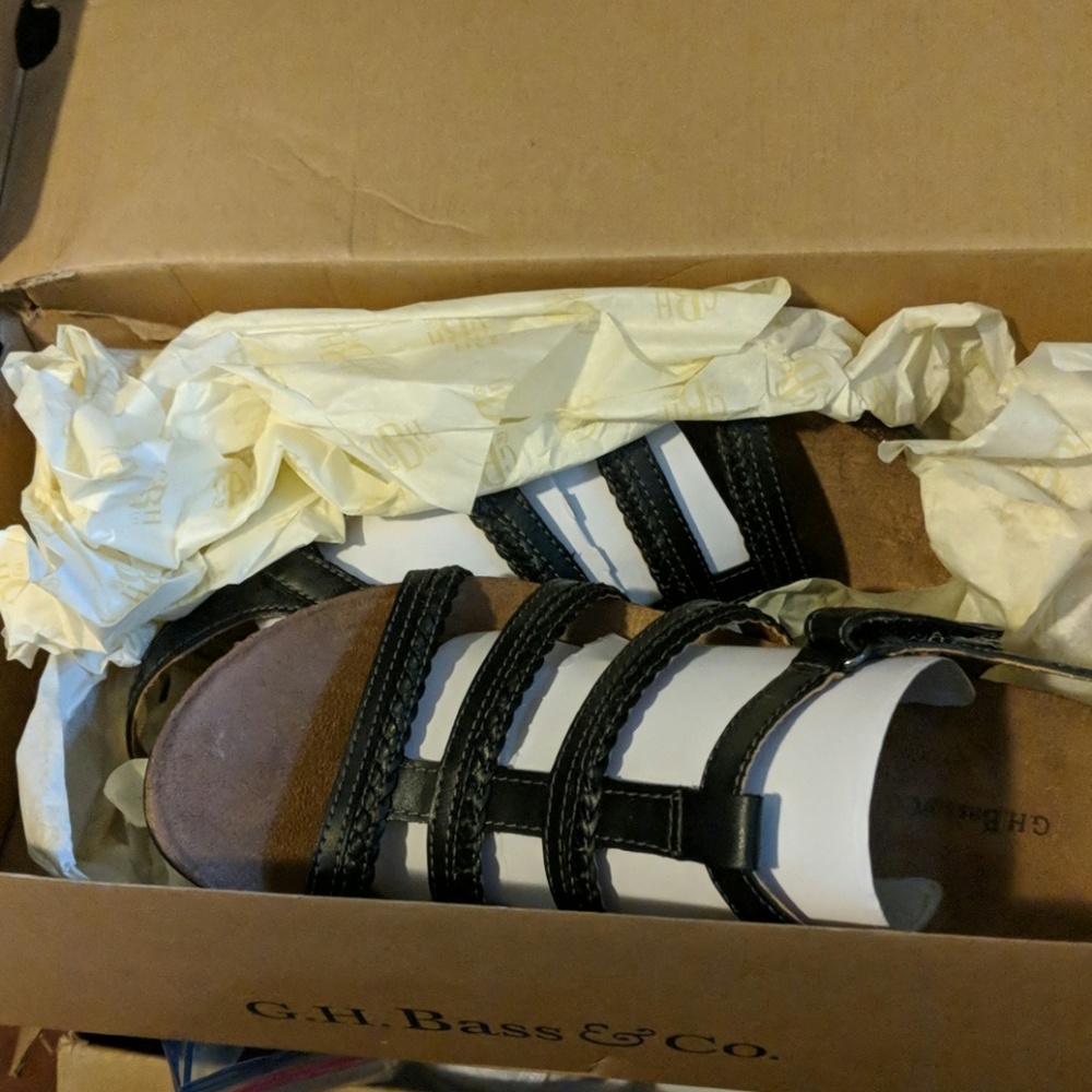 Black leather sandals ladies size 8.5M